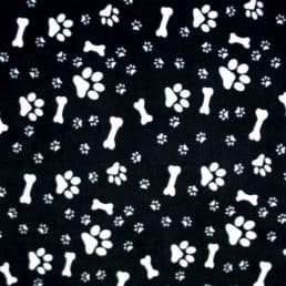 Black Dog Paws and Bones Anti Pil Polar Fleece