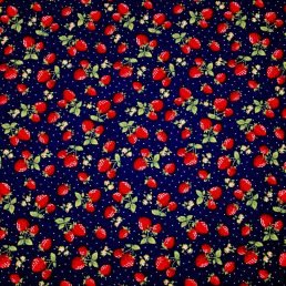 Strawberry Patch Navy Cotton Fabric