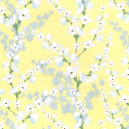 Blossoms on Lemon Cotton Fabric