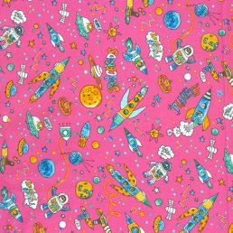Spacekids Pink Cotton Fabric