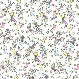 Star Shower White Cotton Fabric