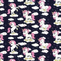 My Little Unicorn Navy Cotton Fabric