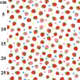Strawberries on White PolyCotton Fabric