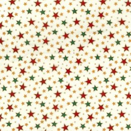 Festive Stars on Cream Cotton Fabric