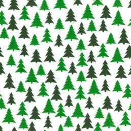 Christmas Trees on White PolyCotton Fabric