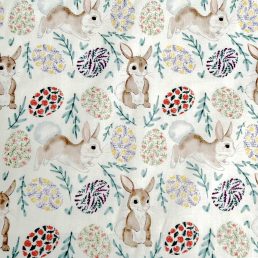 Easter Eggs and Bunnies Digital Cotton Fabric