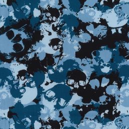 Camo Skulls Blue Cotton Fabric (10cm x 10cm Swatch)