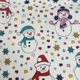 Snowman & Mittens Christmas Digital Cotton Fabric (10cm x 10cm Swatch)