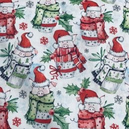 Pigs in Blankets Christmas Digital Cotton Fabric (10cm x 10cm Swatch)