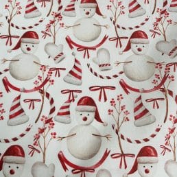 Christmas Snowmen Digital Cotton Fabric (10cm x 10cm Swatch)