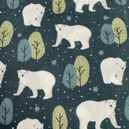 Polar Bears Christmas Digital Cotton Fabric