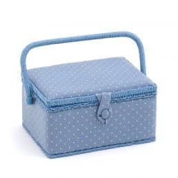 Medium Sewing Box | Cornflower Mini Polka Dot (CRACKED TRAY)