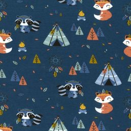 Fox and Raccoon Cotton Jersey (10cm x 10cm Swatch)