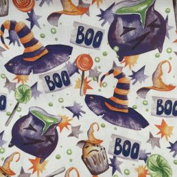 Boo Halloween Digital Cotton Fabric