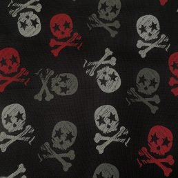 Star Skulls on Black Cotton Jersey (10cm x 10cm Swatch)