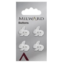 Buttons - White Rabbit 17mm - Pack of 4