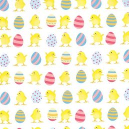 Easter Chicks & Eggs Digital Cotton Fabric