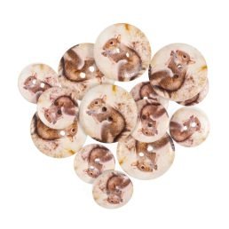 Buttons | Assorted Sizes | Pack of 15 | Squirrels