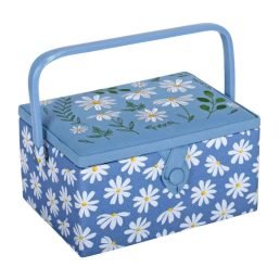 Medium Sewing Box  | Embroidered Denim Daisies