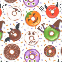 Halloween Donuts Cotton Fabric