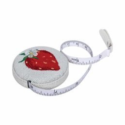 Tape Measure - Embroidered Natural Strawberries