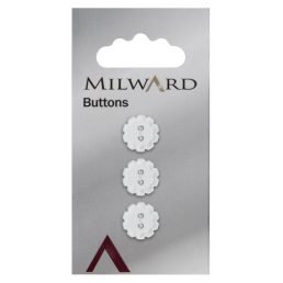 White 15mm Flower button | Pack of 3