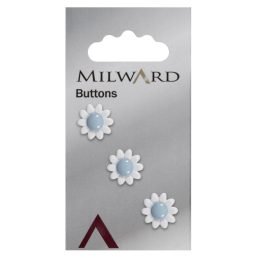 Blue Flowers 13mm buttons | Pack of 3