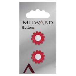Red and White Flower 18mm buttons | Pack of 2