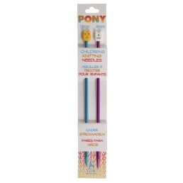 Children's Coloured Single-Ended Knitting Needles | 18cm x 4.00mm | Blue and Magenta
