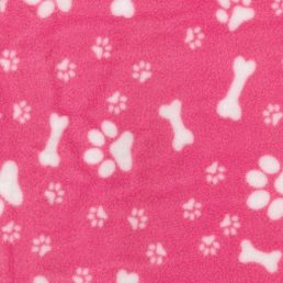 Pink Dog Paw and Bones Anti Pil Polar Fleece