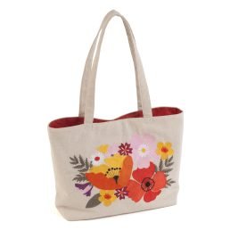 Craft Bag | Shoulder Tote | Embroidered Wildflowers