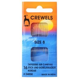 Hand Sewing Needles: Crewels: Gold Eye: Size 8