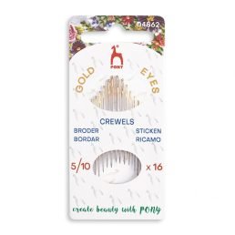 Hand Sewing Needles: Crewels: Gold Eye: Sizes 5-10