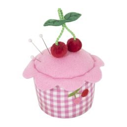 Cupcake Pincushion | Embroidered Cherries