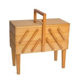 Cantilever Pine-Wood Sewing Box | 3 Tier with Legs