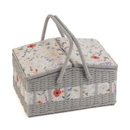 Large Twin-Lidded-Wicker-Hamper Sewing Box | Wildflowers
