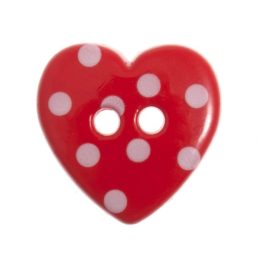 Trimits Red and White Dotty Heart Button | 15mm | G4448248